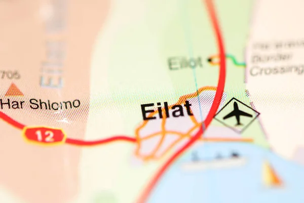 Eilat Auf Einer Geografischen Landkarte Von Israel — Stockfoto
