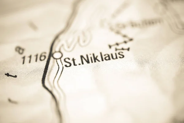 Svatý Niklaus Zeměpisné Mapě Švýcarska — Stock fotografie