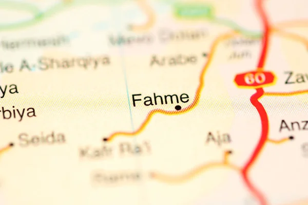 Fahme on a geographical map of Israel