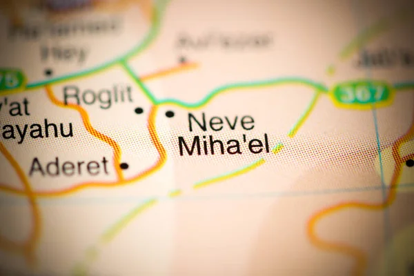 Neve Miha\'el on a geographical map of Israel