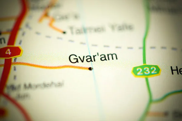 Gvar\'am on a geographical map of Israel
