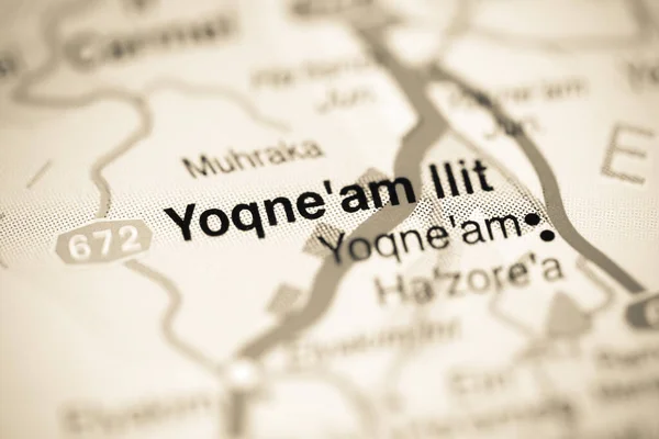 Yokne\'am Ilit on a geographical map of Israel