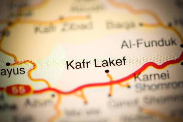 Kafr Lakef on a geographical map of Israel