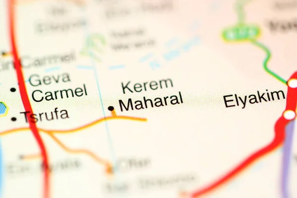 Kerem Maharal on a geographical map of Israel