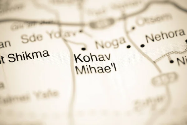 Kohav Mihae Sobre Mapa Geográfico Israel — Fotografia de Stock