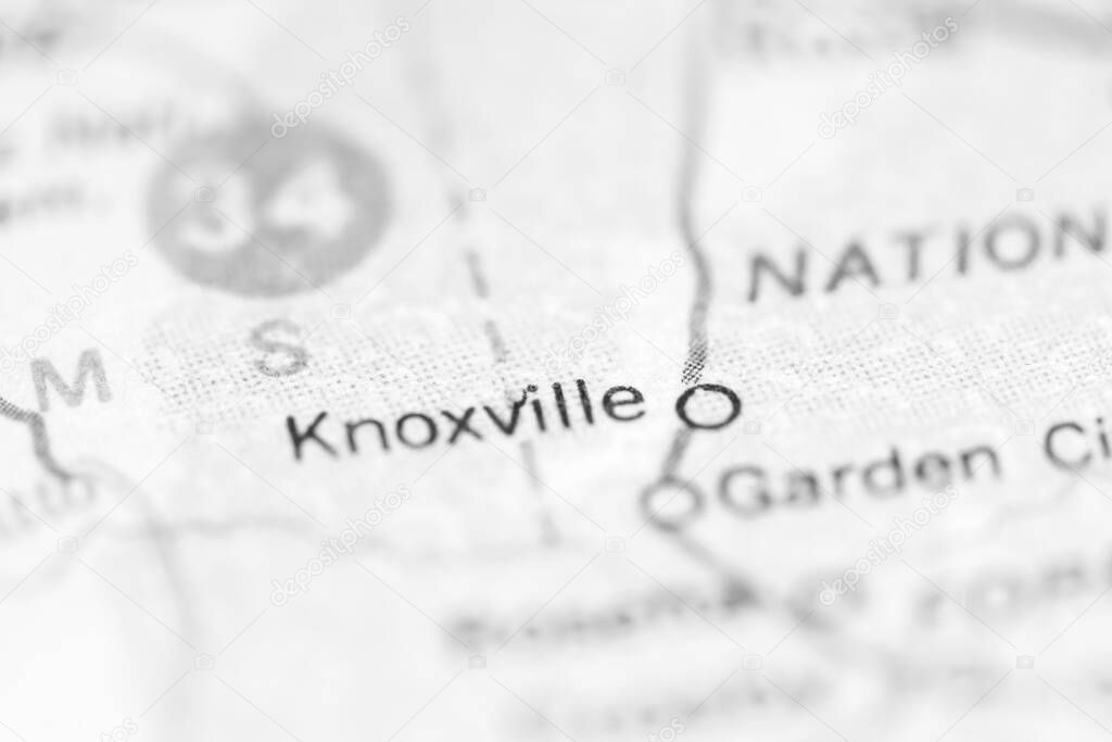 Knoxville. Mississippi. USA on a geography map