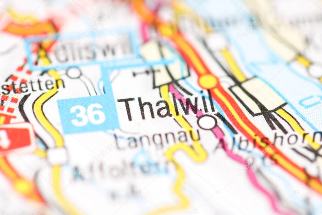 Thalwil on a geographical map of Switzerland