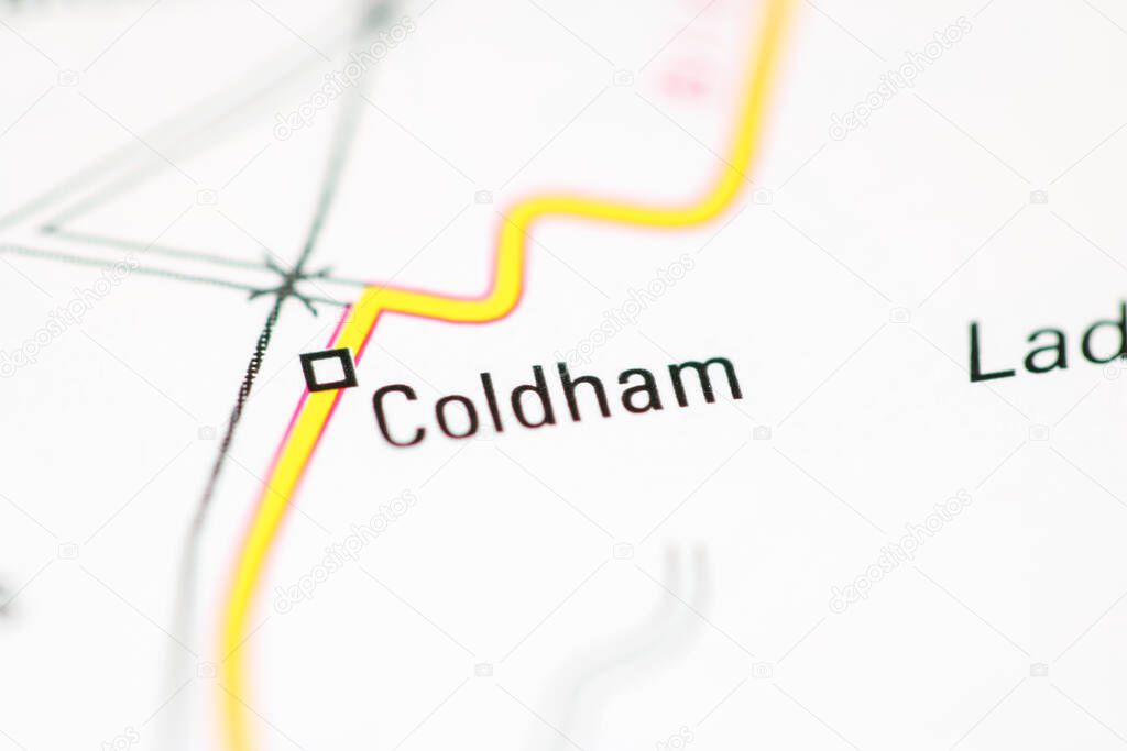 Coldham on a geographical map of UK