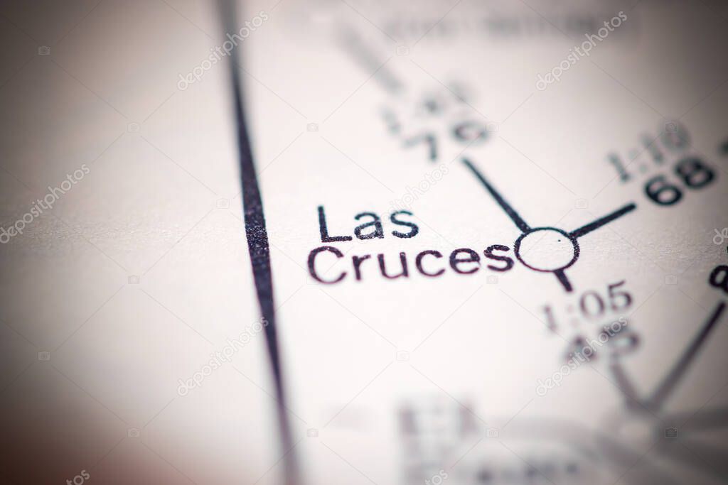 Las Cruces, United States of America, on a geographical map on a