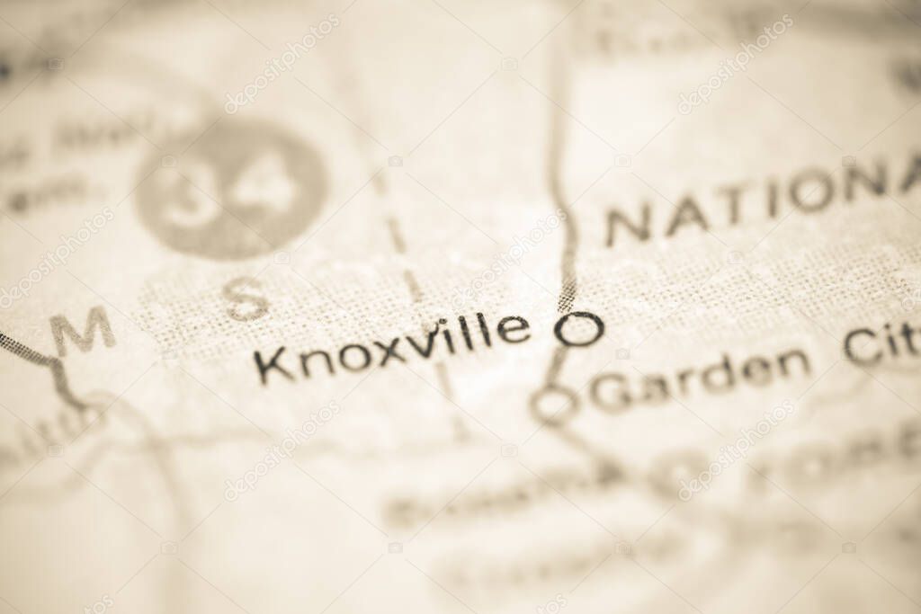 Knoxville. Mississippi. USA on a geography map