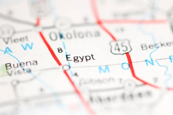 Egypt. Mississippi. USA on a geography map