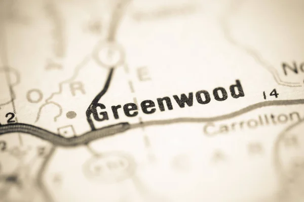 Greenwodd Mississippi Eua Sobre Mapa Geografia — Fotografia de Stock