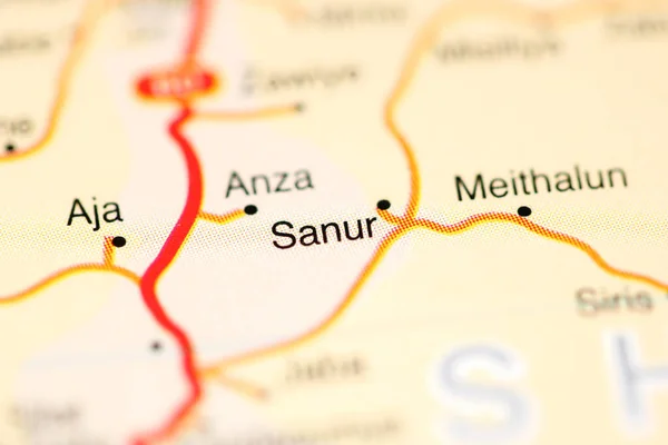 Sanur on a geographical map of Israel