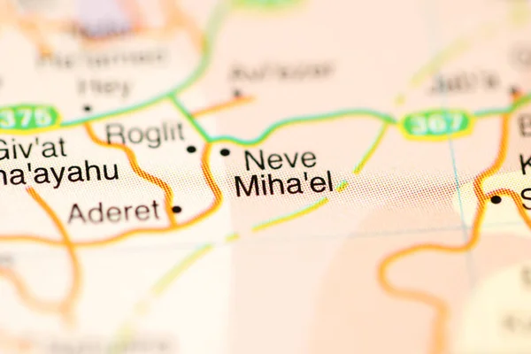 Neve Miha\'el on a geographical map of Israel