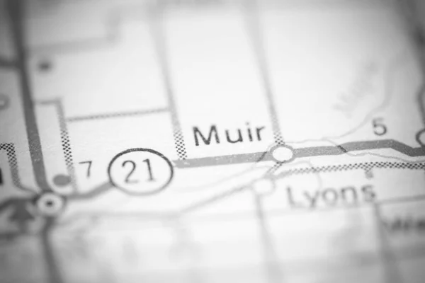 Muir 密歇根地图上的美国 — 图库照片