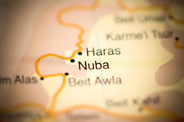 Nuba on a geographical map of Israel