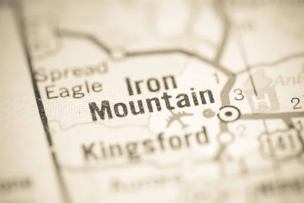 Iron Mountain. Michigan. USA on a geography map.