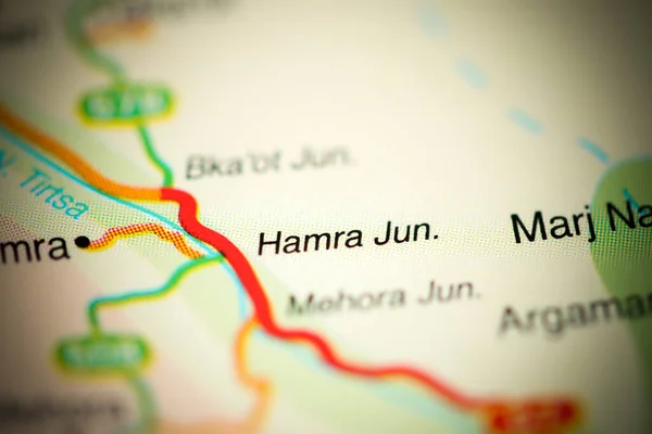 Hamra Jun on a geographical map of Israel
