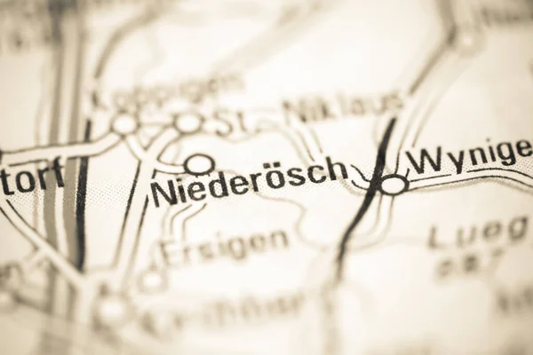 Niederosch Sobre Mapa Geográfico Suíça — Fotografia de Stock