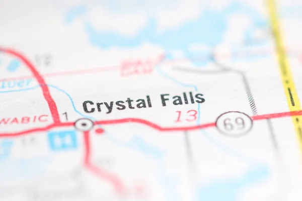 Crystal Falls Michigan Abd Coğrafya Haritasında — Stok fotoğraf