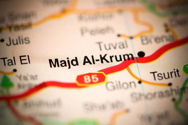 Majd Al-Krum on a geographical map of Israel