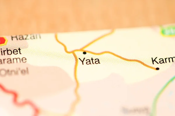 Yata on a geographical map of Israel