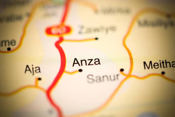 Anza on a geographical map of Israel