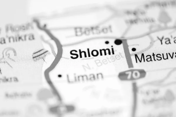 Shlomi on a geographical map of Israel