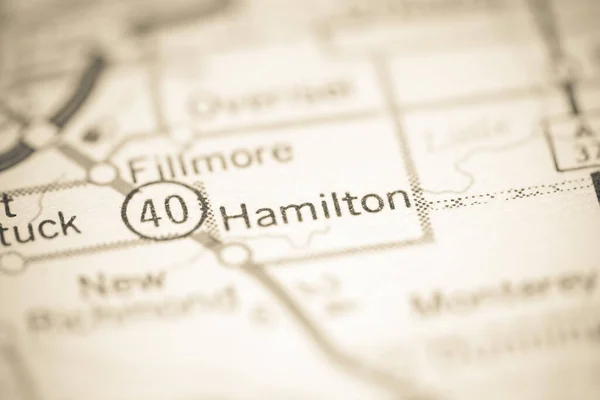 汉密尔顿Hamilton 密歇根地图上的美国 — 图库照片
