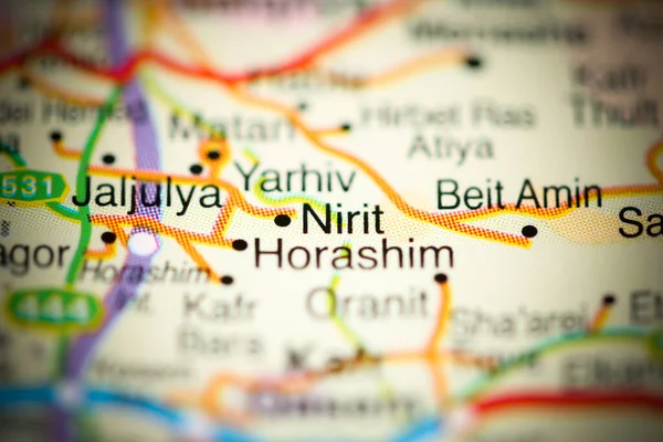 Nirit on a geographical map of Israel