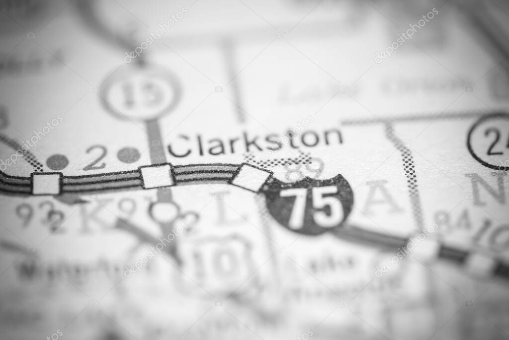 Clarkston. Michigan. USA on a geography map.