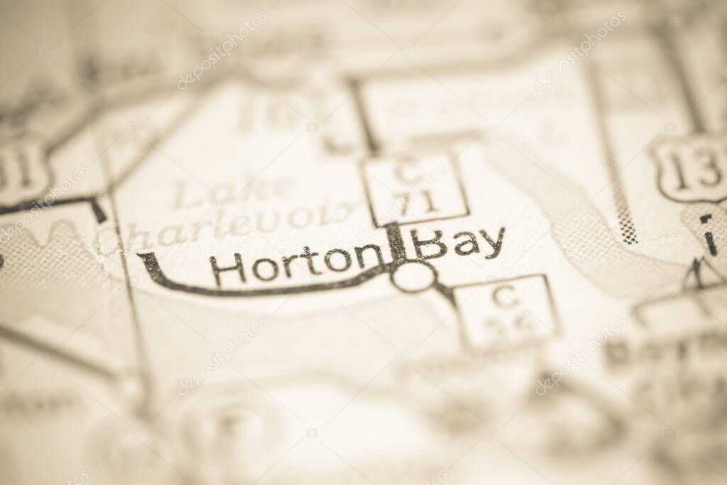 Horton Bay. Michigan. USA on a geography map.