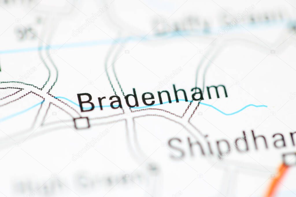 Bradenham on a geographical map of UK