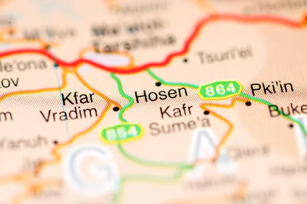 Hosen on a geographical map of Israel