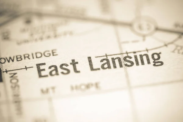 Ανατολικό Λάνσινγκ Μίσιγκαν Ηπα Χάρτη Γεωγραφίας — Φωτογραφία Αρχείου