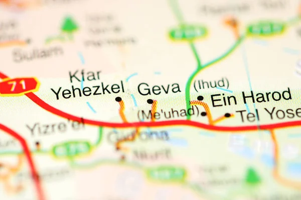 Geva Mapa Geográfico Israel — Foto de Stock