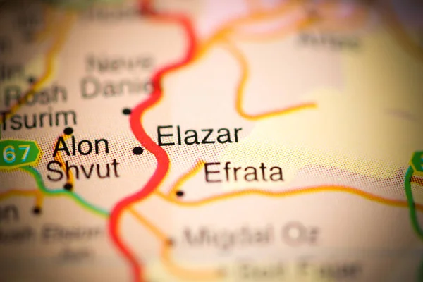 Elazar on a geographical map of Israel