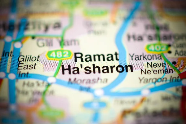 Ramat Ha'sharon on a geographical map of Israel