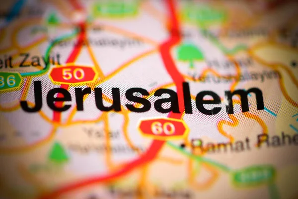 Jerusalem on a geographical map of Israel
