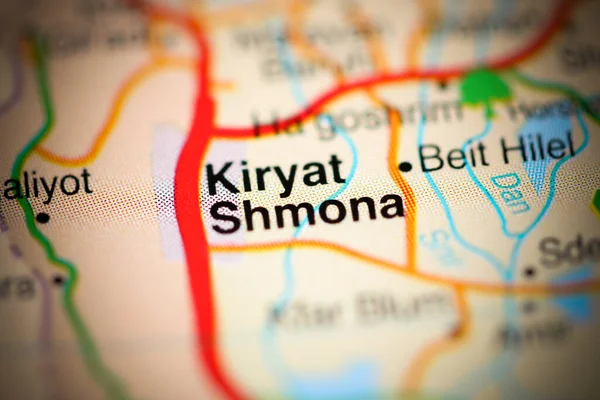 Kiryat Shmona on a geographical map of Israel