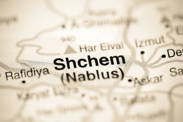 Shchem on a geographical map of Israel