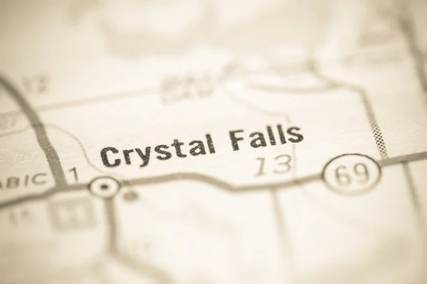 水晶瀑布密歇根地图上的美国 — 图库照片
