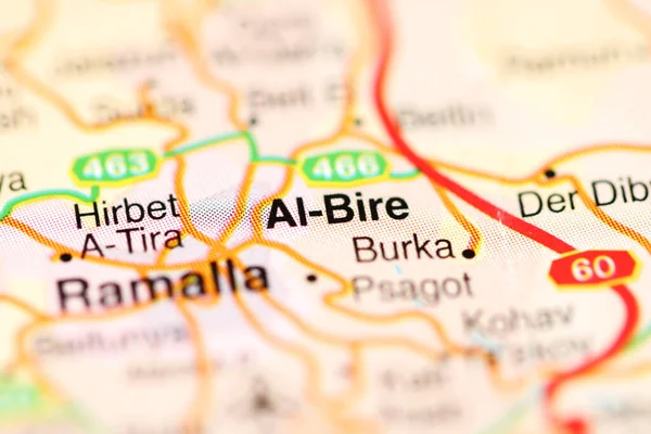 Al-Bire on a geographical map of Israel