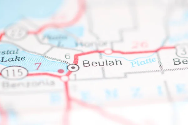 Beulah Michigan Abd Coğrafya Haritasında — Stok fotoğraf