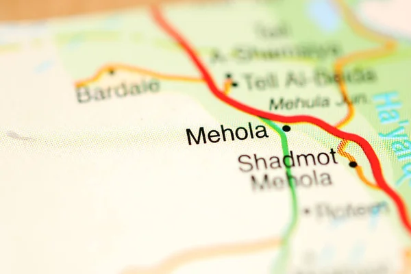 Mehola Mapa Geográfico Israel — Foto de Stock