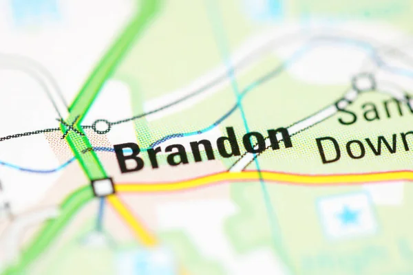 Brandon Sobre Mapa Geográfico Reino Unido — Fotografia de Stock