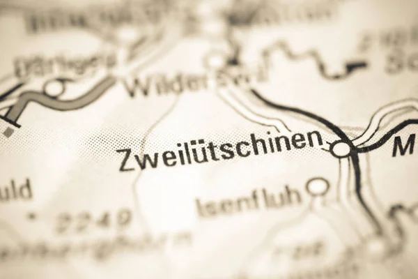 Zweilutschinen Zeměpisné Mapě Švýcarska — Stock fotografie