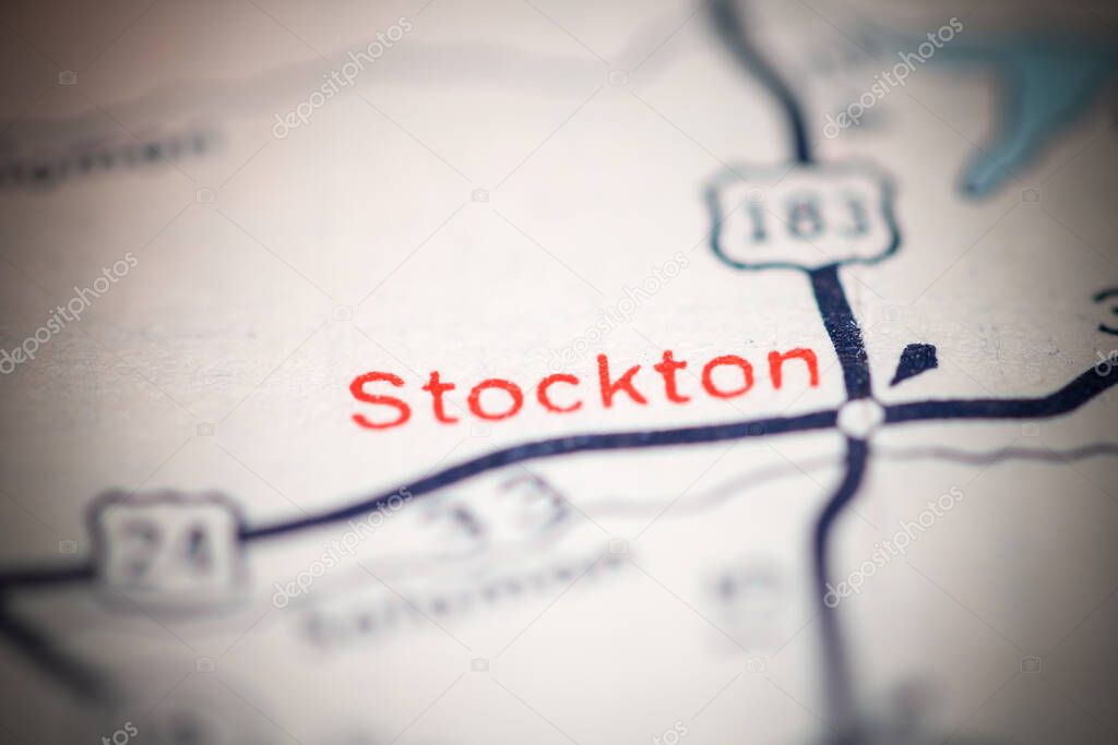 Stockton. Kansas. USA on a geography map.