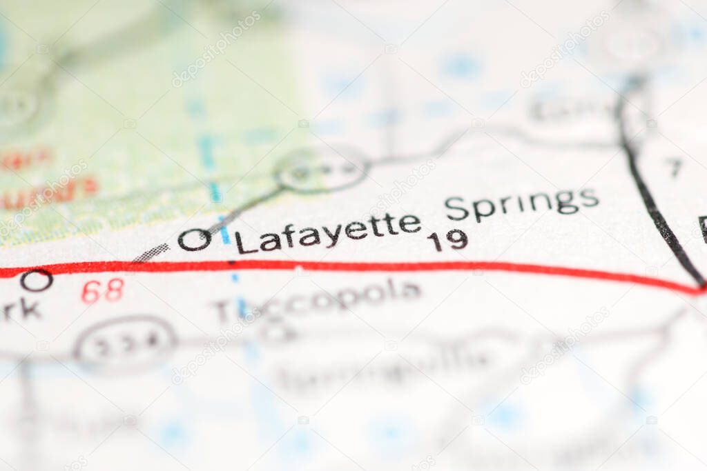 Lafayette. Mississippi. USA on a geography map