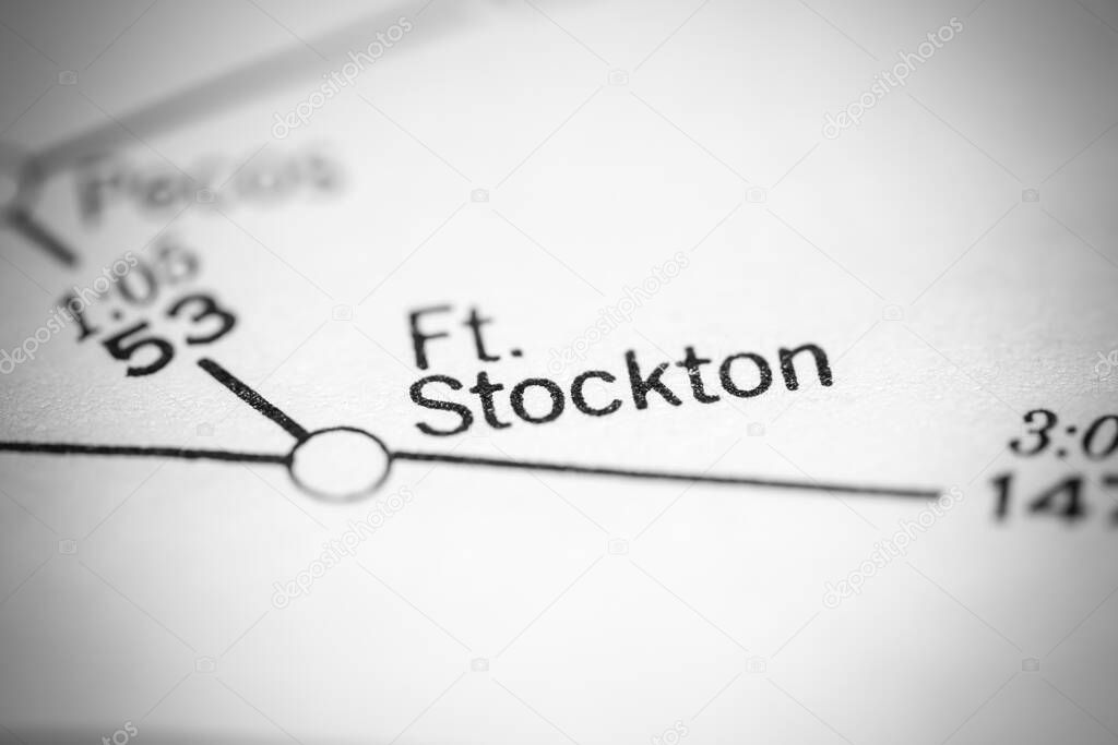 Ft. Stockton, United States of America, on a geographical map on